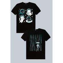 Rock&Roll Uzay Yağmuru, Astro Kediler 2'li Kadın Tshirt Eko Paket