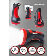 Periboia Şarjlı 10W Projektör LED El Fener 2 Mod Aydınlatmalı Uzun Menzil Güvenlik Bekçi Polis Feneri Işıldak