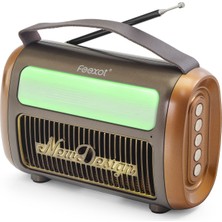 Periboia Bluetooth Nostaljik Fm Radyo USB Tf Aux Rgb Taşınabilir Hoparlör - Kahverengi FX2511B
