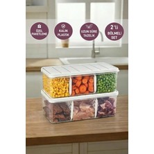 Selka Home 2 Adet 2 Lt. Nora Bölmeli Organizer Buzdolabı Buzluk Düzenleyici Saklama Kabı