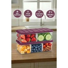 Selka Home 2 Adet 2 Lt. Nora Bölmeli Organizer Buzdolabı Buzluk Düzenleyici Saklama Kabı