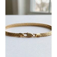INNUENDO JEWELRY 925 Ayar Gümüş Altın Kaplama İtalyan Balıksırtı Bileklik Kadın Şık Zarif