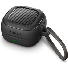 Spigen Galaxy Buds4 / 4 Pro ile Uyumlu Kılıf Rugged Armor Üst Düzey Koruma Siyah Karbon Kapak - ACS11200 (Spigen TR Garantili)