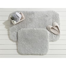 Madame Coco Gri Renkli Sheep Banyo Paspası 2 Adet Kaymaz Tabanlı Yumuşak Dokulu
