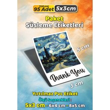 Sb Store Van Gogh Tarzı Ambalaj Hediye Süsleme Etiketi Model 1 - 95 Adet 5cm