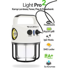 Suled Light Pro2 Işıldak Profesyonel Kamp Lambası ve Fener Şarjlı USB Powerbank Özellikli