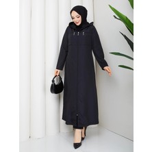 Günay Karaca Ahval Tesettür Yazlık İnce Astarsız Trençkot Fermuarlı Araboy 1005 Siyah