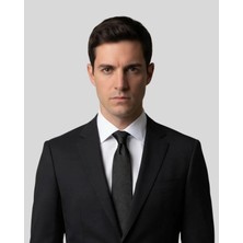 1001 Kravat Desenli İnce Siyah Kravat - 7 cm genişliğinde