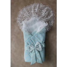 LTG Nova Yenidoğan Kareli Duvaklı Kız Kundak Bebek Battaniyesi Mint Yeşili