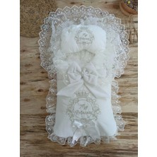 LTG Nova Yenidoğan Nil Taç Nakışlı Hayal Güpürlü Trilüks Kundak Bebek Battaniyesi 3lü Alt Açma Seti Bej