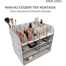 Mrx-Org Makyaj Organizer | Masa Üstü Düzenleyici, Kozmetik Standı, Fırça & Ruj Düzenleyici, Ahşap Organizer, Çok Bölmeli