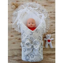 LTG Nova Yenidoğan Gül Li Duvaklı Taş Fiyonk Erkek Bebek Kumru Kundak Bebek Battaniyesi Lacivert