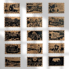 Henno Vintage Retro Kraft Sticker, 15'li Pul Sticker Seti | Journaling & Scrapbook Uyumlu