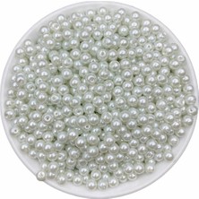 Hedef Bijuteri 50 gr Beyaz Cam Inci Boncuk 6mm Renkli Plastik Takı Yapım Malzemesi
