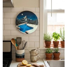 Af Epoxyart Duvar Saati - 35 cm El Çizimi Epoksi Duvar Saati + Hediye Anahtarlık - Şık Epoksi Duvar Saati - Eşsiz Tasarım - Modern Dekoratif  Duvar Saati -Kıştemalı