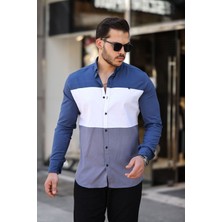 Comstar Üç Renk Slim Fit Likralı Kot Gömlek