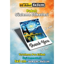 Sb Store Van Gogh Tarzı Ambalaj Hediye Süsleme Etiketi Model 4 - 95 Adet 5cm