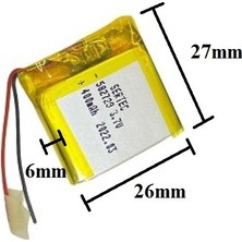 Sertec 582728 3.7V 400 Mah Lityum Polimer Pil 1.5A (Drone Için Uygun Değildir)
