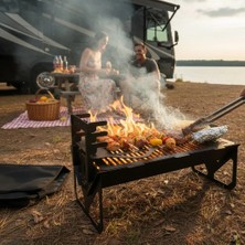 Kıvılcım Katlanır Mangal Ateş Çukuru 3mm. Fermuarlı Çanta Hediyeli Pratik Mangal 12 KG ağırlık 