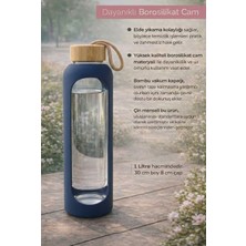 PremiumPort 1l Borosilikat Cam Matara, Bambu Vakum Kapaklı, Sağlıklı ve Şık Suluk