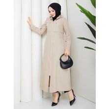 Günay Karaca Ahval Tesettür Yazlık Trençkot İnce Astarsız Fermuarlı Araboy 1005 Bej