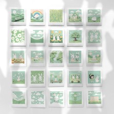 Henno Sevimli Tavşan ve Doğa Temalı 25'li Pul Sticker Seti | Polaroid, Scrapbook & Journal Çıkartmalar