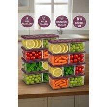 Selka Home 8 Adet 2 Lt. Nora Bölmeli Organizer Buzdolabı Buzluk Düzenleyici Saklama Kabı