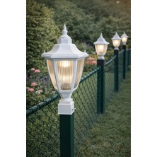Lambax Panel Çim Çit Kare Tabanlı Altıgen Direk Üstü Bahçe Armatürü Beyaz ( SOLAR DEĞİLDİR)