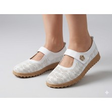 Emil Shoes Kadın Içi Hakiki Deri Lazer Kesim Çiçek Detaylı Ortopedik Günlük Ayakkabı