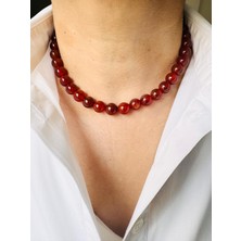 Devi Fashion Akik 10 mm Doğal Taş Kolye 41 cm