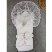 LTG Nova Yenidoğan Kumru Plazma Taçlı Lüks Kundak Bebek Battaniyesi Ekru