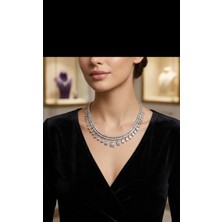 Hg.Aksesuar Xuoing Baget Taşlı Kolye Küpe 2 'li Set