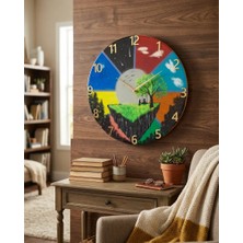 Af Epoxyart Duvar Saati - 35 cm El Çizimi Epoksi Duvar Saati + Hediye Anahtarlık - Şık Epoksi Duvar Saati - Eşsiz Tasarım - Modern Dekorasyon