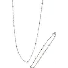 Söğütlü Silver 45 cm Rodyumlu Gümüş Top Top Zincir 925 Ayar Şık Tasarım