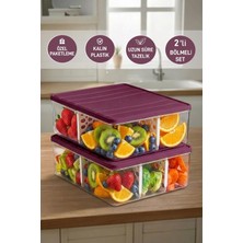 Selka Home 2 Adet 4 Lt. Nora Bölmeli Organizer Buzdolabı Buzluk Düzenleyici Saklama Kabı