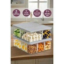 Selka Home 2 Adet 4 Lt. Nora Bölmeli Organizer Buzdolabı Buzluk Düzenleyici Saklama Kabı