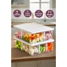 Selka Home 2 Adet 4 Lt. Nora Bölmeli Organizer Buzdolabı Buzluk Düzenleyici Saklama Kabı