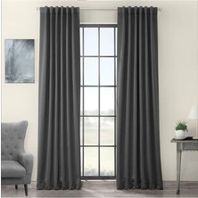 Taç Antrasit Blackout Işık Geçirmez Kornişli Karartma Saten Perde Lüks Fon Perde Antrasit