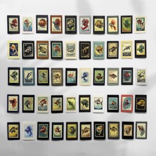 Henno Vintage Estetik Balıklar Temalı 50'li Pul Sticker Seti | Scrapbook & Bullet Journal Çıkartmaları