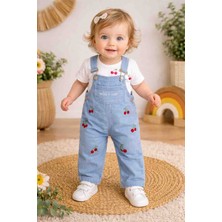 Uçurtma Baby Kids Babybuu Kiraz Desenli Kız Bebek Salopet Bahçıvan Bayramlık Takım