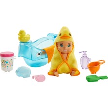 Barbie Bebek Bakıcısı Özellikli Minik Bebekler - Beslenme ve Banyo Zamanı Renkli Aksesuarlarla GHV83-GHV84