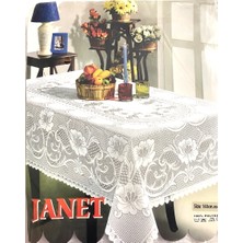 Alivascarf Janet Oval Dantel Görünümlü Masa Örtüsü Klasik Premium Masa Örtüsü