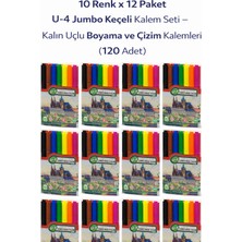 Toptan Bulurum U4 Jumbo Keçeli Kalem 10 Renk x 12 Paket – Kalın Uçlu Boyama ve Çizim Kalemi Seti (120 Adet)
