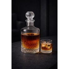 Zürih Collection El Yapımı Kristal Kare Sürahi-Karaf ve 6 Parça Kristal Su-Viski Bardağı Seti - Su Seti