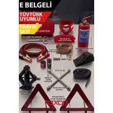 Raxon Lüx Araç Trafik Seti Çantalı 1200A Takviye Kablosu Kriko Bijon Anahtarı Tüvtürk Uyumlu