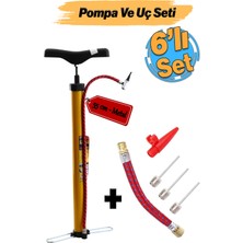 PremiumPort El Tipi Metal Boru Bisiklet Pompası ve Uç Seti, Top Lastik Teker Uçlu