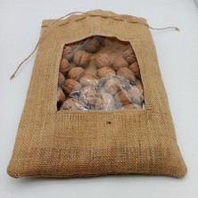 İstanbul Sandalet 5 Adet 25 x 35 cm En x Boy 1000 gr Şeffaf Pencereli Jüt Hediye Paketleme Kuruyemiş Torbası Kesesi