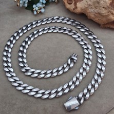 Bir Gümüş Aşkı 925 Ayar Gümüş Özel Kutu Kilitli Gurmet Model Erkek Kolye 8.75MM