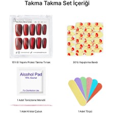 Takma Takma 15'li Yeşil Orta Kare TT1307 Tekrar Kullanılabilir El Yapımı Protez Takma Tırnak - Yeşil-XS