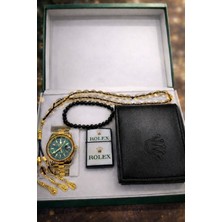 Elifin Işıgı Elifin Işığı Emerald Gold Erkek Saat & Aksesuar Hediye Seti – Yeşil Kadran Premium Seri